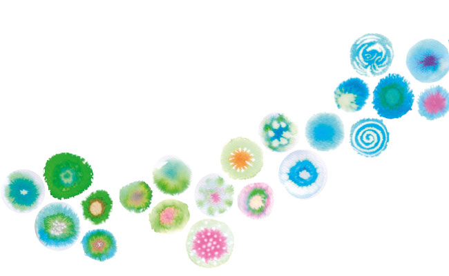 Flores circulares de colores