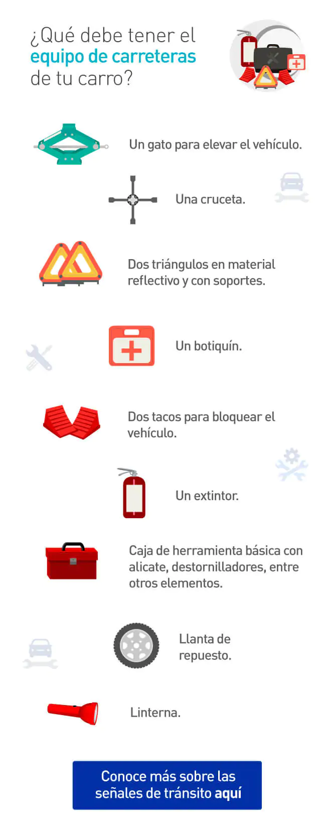 Folleto kit emergencia de automóvil